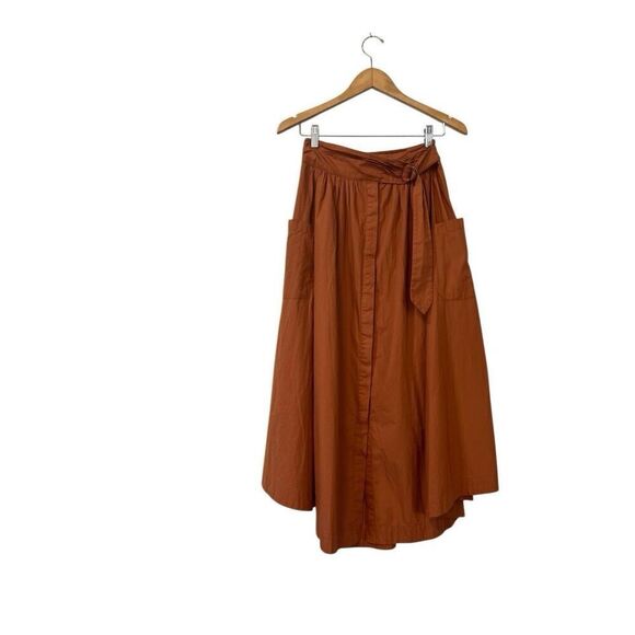 Free People Dresses & Skirts - Free People Button Front Lined Midi Skirt Mustard Orange Size Small